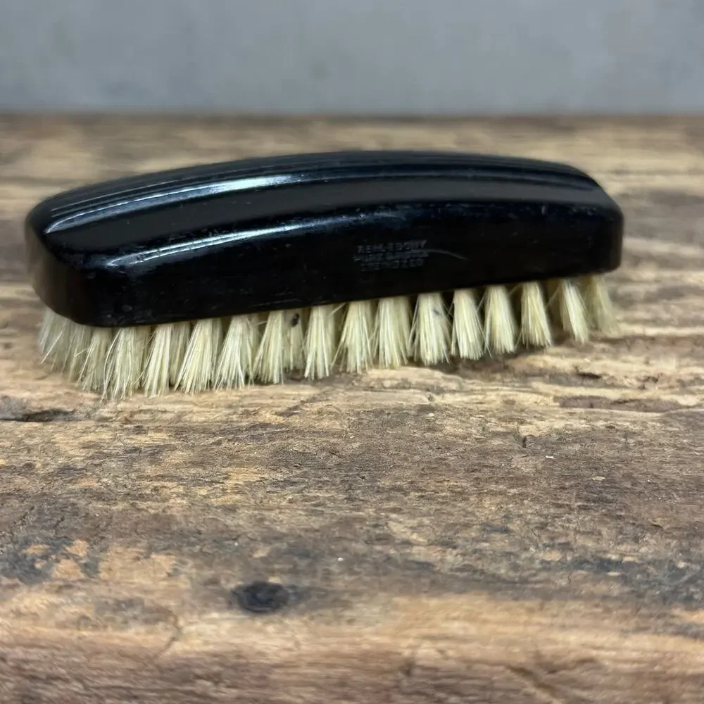 Vintage Real Ebony Pure Bristle Sterilized Grooming Clothes Brush Military Style